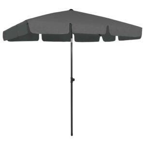 Anthracite Beach Umbrella UV Protective Anti-Fade Polyester Adjustable Tilt Function