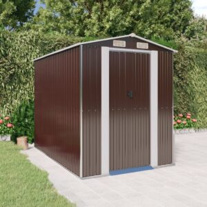 Garden Shed Dark Brown 192x274x223 cm Galvanised Steel