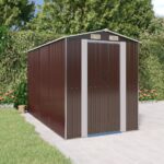 Garden Shed Dark Brown 192x357x223 cm Galvanised Steel