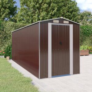 Garden Shed Dark Brown 192x523x223 cm Galvanised Steel