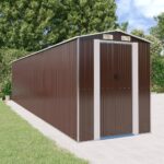 Garden Shed Dark Brown 192x855x223 cm Galvanised Steel