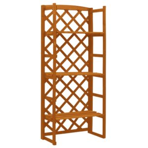 Solid Firwood Plant Stand with Trellis in Orange - Ideal for Climbing Plants  Outdoor Use