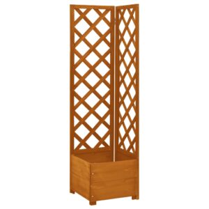 Solid Firwood Corner Trellis Planter in Vibrant Orange - Ideal for Climbing Plants