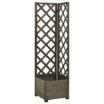 Corner Trellis Planter Grey 40x40x150 cm Solid Firwood