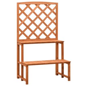 Solid Firwood Plant Stand with Trellis in Orange - Ideal for Climbing Plants  Outdoor Use