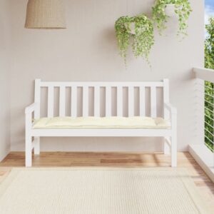 Cream White Outdoor Garden Bench Cushion Water-Resistant Oxford Fabric Comfort