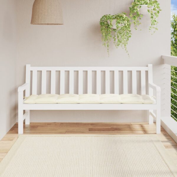 Cream White Garden Bench Cushion Water-Resistant Oxford Fabric Soft Outdoor Pad