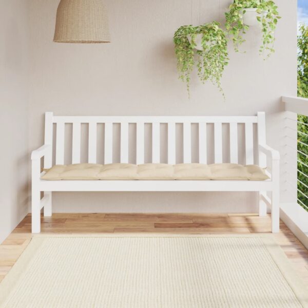 Beige Outdoor Garden Bench Cushion Water-Resistant Oxford Fabric Soft Hollow Fibre