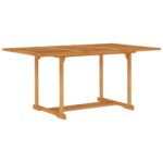 Elegant Solid Teak Wood Garden Dining Table Outdoor Patio Furniture with Umbrella Hole