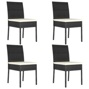 Outdoor Patio Chairs Set of Four Weather-Resistant Poly Rattan with Cushions