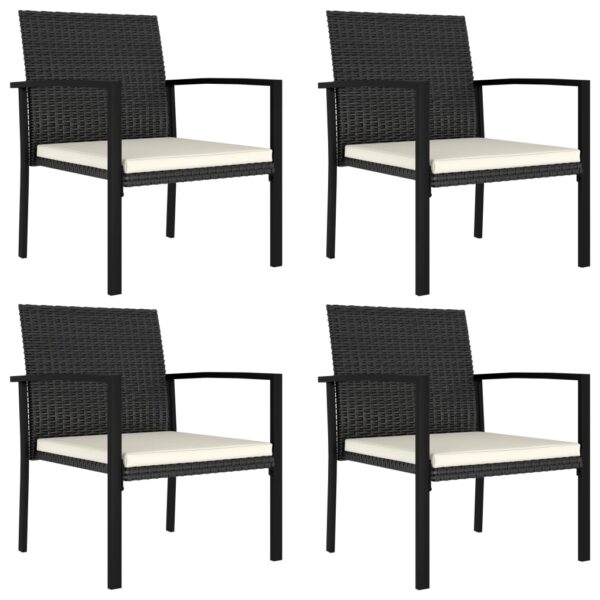 Outdoor Poly Rattan Dining Chairs Set of Four with Cream Cushions Patio Furniture