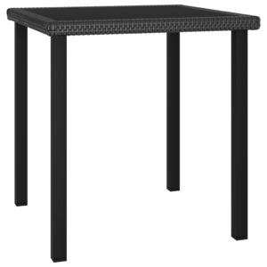 Elegant Outdoor Garden Patio Rattan Dining Table Tempered Glass Top Black