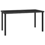 Elegant Outdoor Garden Patio Rattan Dining Table Tempered Glass Top Black