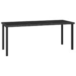 Elegant Outdoor Garden Patio Rattan Dining Table Tempered Glass Top Black