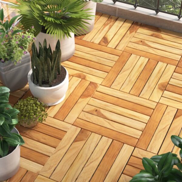 Decking Tiles 20 pcs 30x30 cm Solid Wood Teak Vertical Pattern