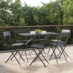 Folding Bistro Chairs 6 pcs Black Poly Rattan and Steel