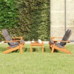 3 Piece Adirondack Garden Lounge Set Solid Wood Acacia