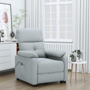 Comfortable Light Grey Fabric Recliner Chair with Lift and Recline Function