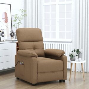 Comfortable Brown Fabric Recliner Chair with Vibration Massage and Lift Function