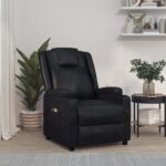 Luxurious Black Faux Leather Recliner Chair with Massage and Lift Function