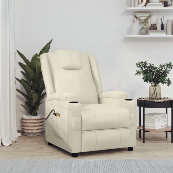 Stand up Massage Chair Cream White Faux Leather