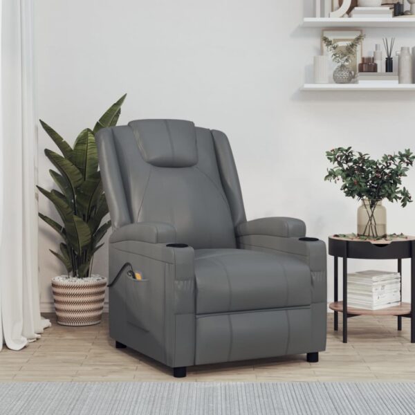 Luxurious Anthracite Faux Leather Recliner Massage Chair with Power Lift