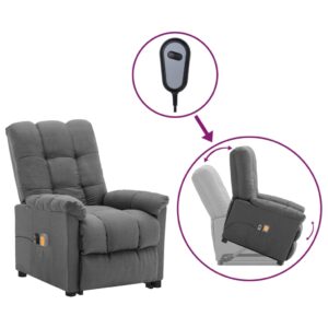 Comfortable Reclining Massage Chair Fabric Lift Assist Vibration Grey