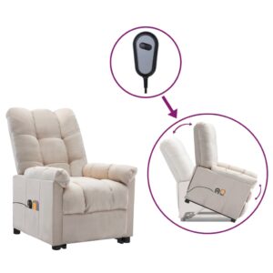 Comfortable Cream Fabric Recliner Chair with Vibration Massage and Lift Assist