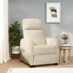 Stand up Massage Chair Cream Faux Leather