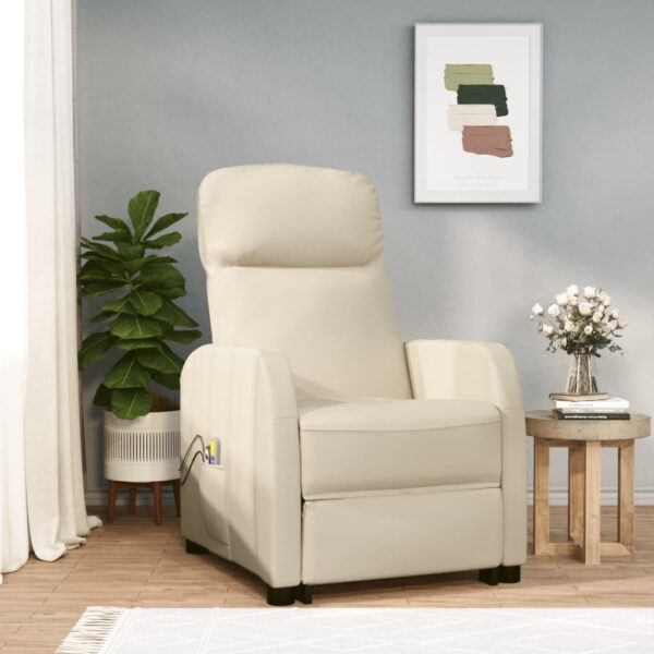 Stand up Massage Chair Cream Faux Leather