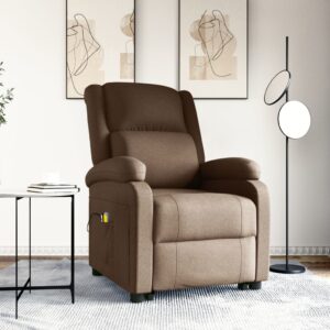 Comfortable Brown Fabric Recliner Chair with Vibration Massage and Lift Assist