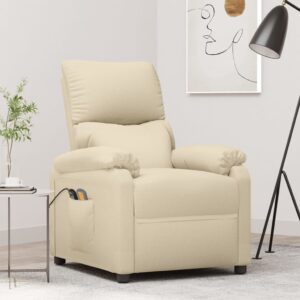 Comfortable Cream Fabric Recliner Chair with Vibration Massage & Power Lift