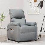 Comfortable Light Grey Fabric Recliner Chair with Vibration Massage & Lift