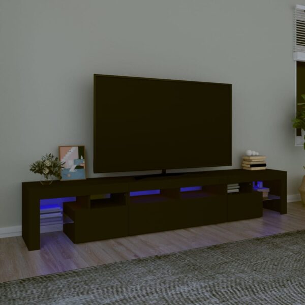 TV Cabinet with LED Lights Black 230x36.5x40 cm