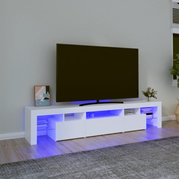 TV Cabinet with LED Lights White 200x36.5x40 cm