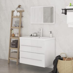 3 Piece Bathroom Furniture Set High Gloss White