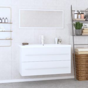 High Gloss White Bathroom Furniture Set Storage Cabinet with Mirror Basin