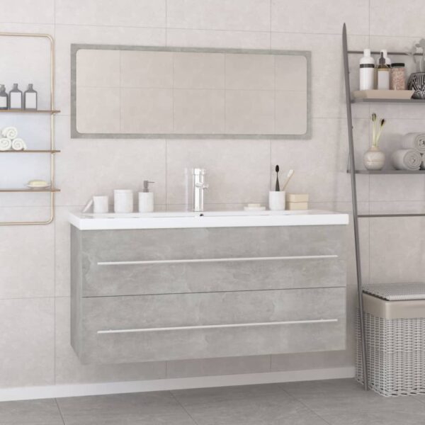 Bathroom Furniture Set Concrete Grey Engineered Wood