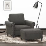 Sofa Chair with Footstool Dark Grey 60 cm Velvet