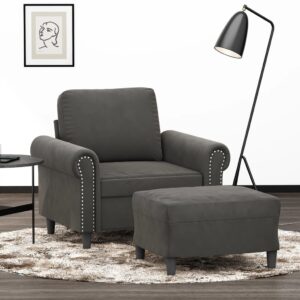 Sofa Chair with Footstool Dark Grey 60 cm Velvet