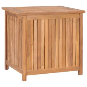 Rustic Solid Teak Wood Garden Storage Box Weather Resistant Outdoor Organizer