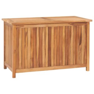 Rustic Solid Teak Wood Garden Storage Box Weather Resistant Outdoor Organizer