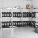 Adjustable Silver Steel Tire Storage Racks Garage Organizer Heavy Duty Shelves