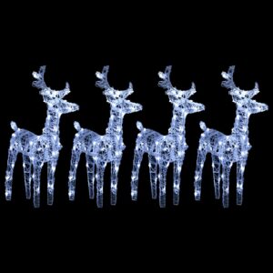 Outdoor LED Christmas Reindeer Decor Set Weather Resistant Acrylic Cold White