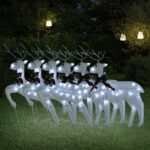 LED Lighted Christmas Reindeer Set Indoor Outdoor Festive Decoration White Mesh