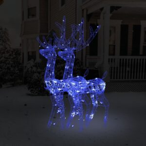 Acrylic LED Lighted Reindeer Christmas Decorations Blue Outdoor Indoor Set