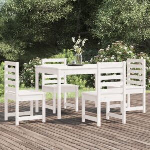 5 Piece Garden Dining Set White Solid Wood Pine