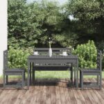 4 Piece Garden Dining Set Grey Solid Wood Pine