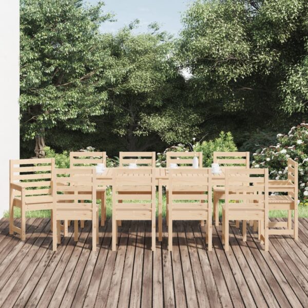 11 Piece Garden Dining Set Solid Wood Pine