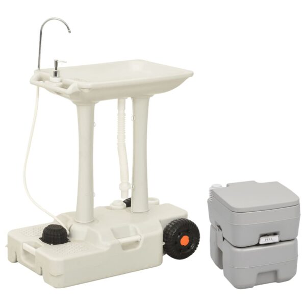 Portable Camping Toilet and Handwash Stand Set  Lightweight  Compact  Durable  Ideal for Outdoor Use